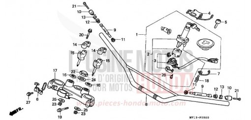 TUYAU DE GUIDON/PONT SUPERIEUR XRV750R de 1994